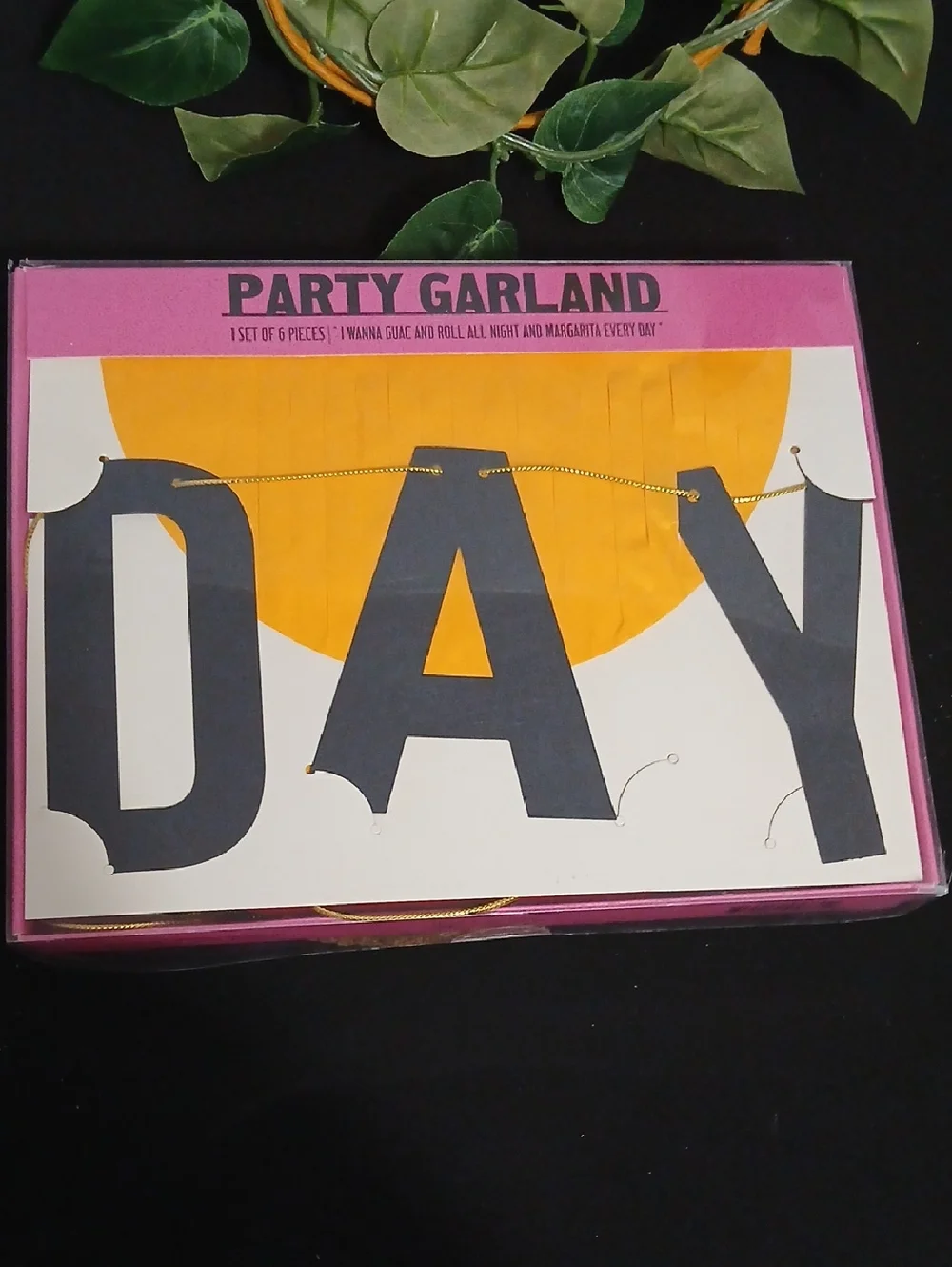 Festive Yellow and Black Party Garland Banner NIB